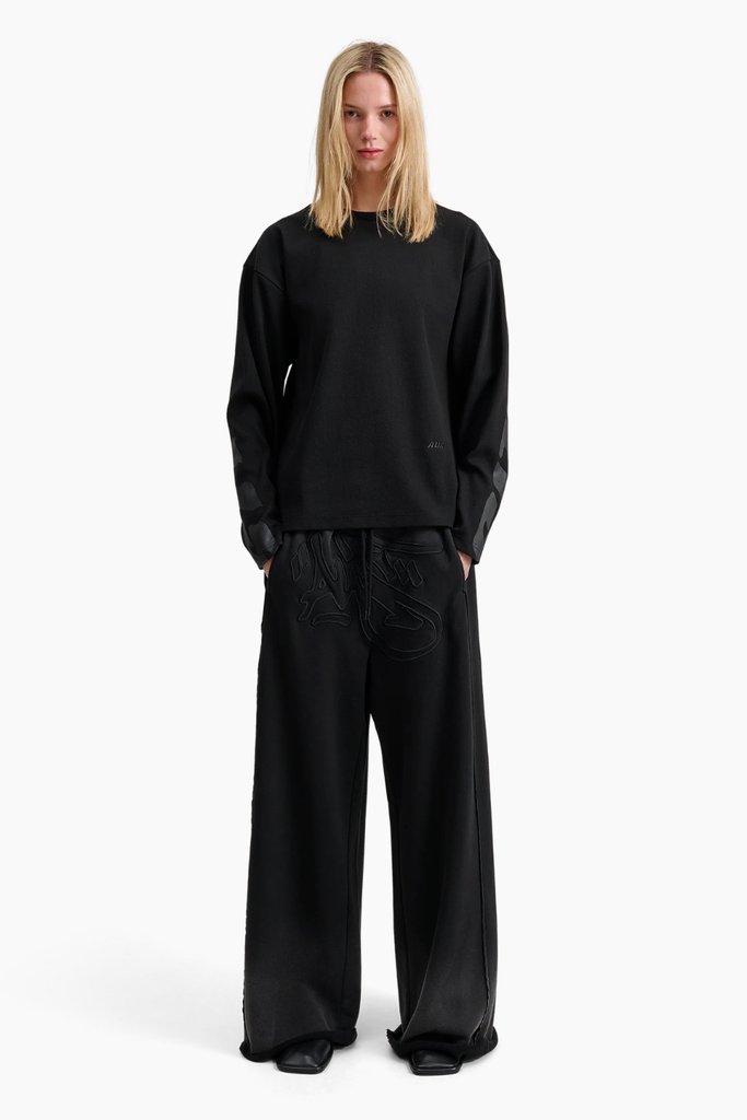 Joshua Long Sleeve In Rib W/ Back Print - Solid Black - ALIS
