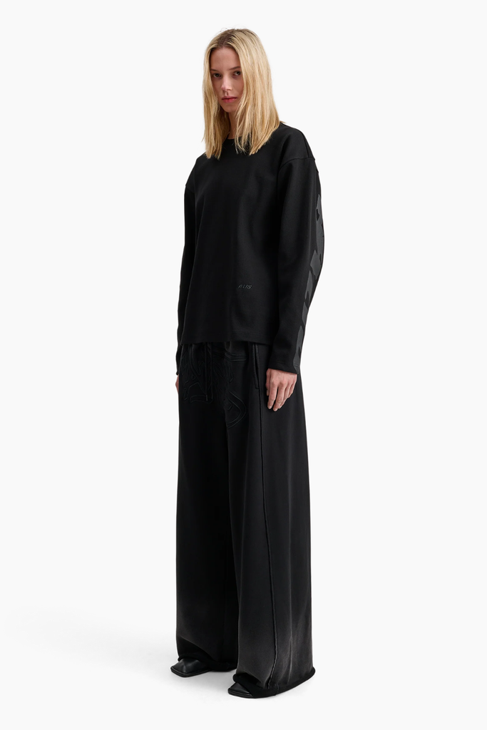 Joshua Long Sleeve In Rib W/ Back Print - Solid Black - ALIS
