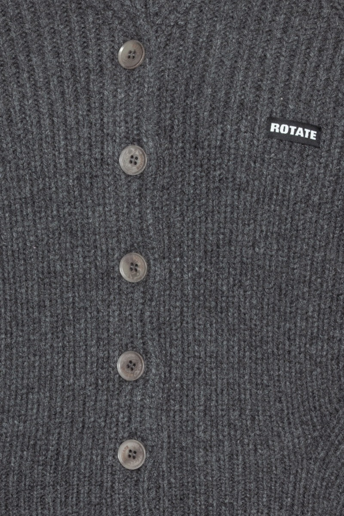 Knit Boxy Hoodie - Gray Pinstripe - ROTATE