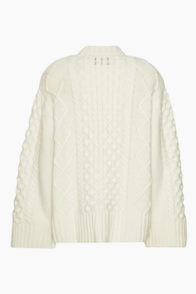 Knit Cable Crewneck - Egret - Rotate