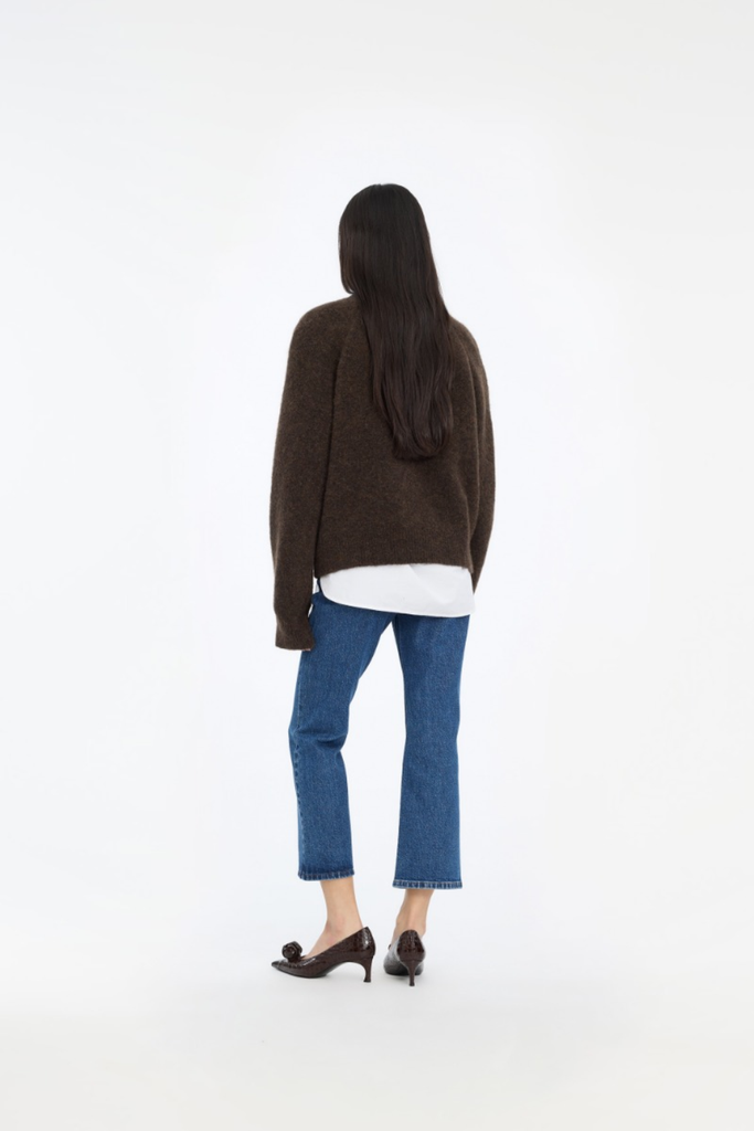 Knit Flower Jumper - Mørkebrun - ROTATE