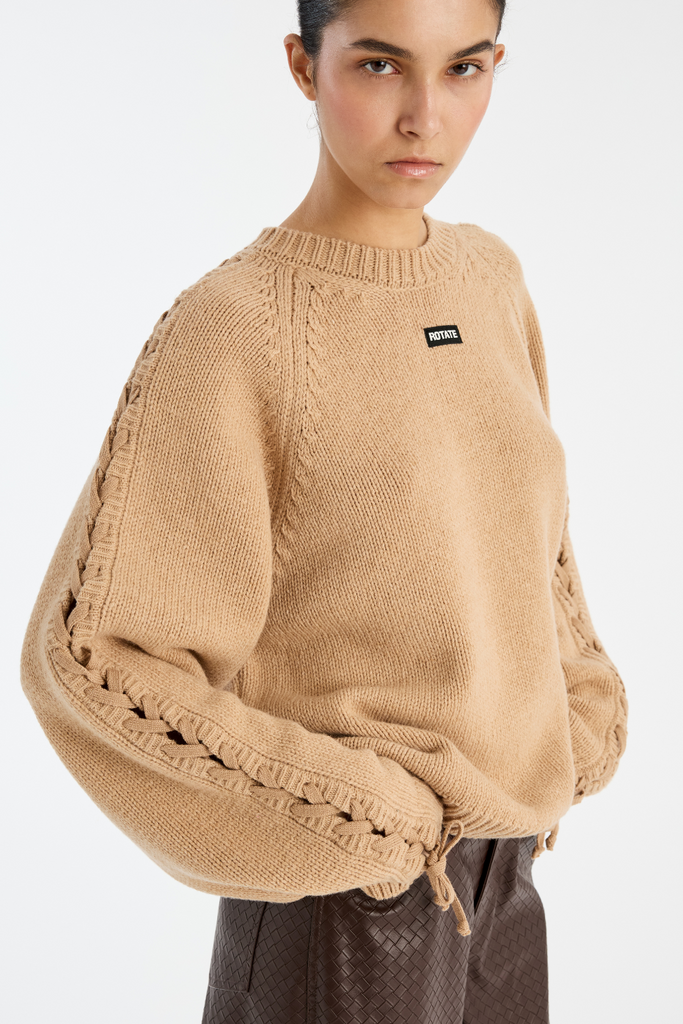Knit Lacing Jumper - Nougat - Rotate