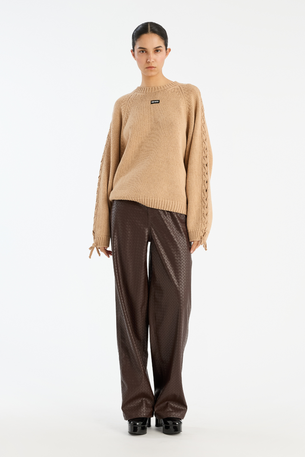 Knit Lacing Jumper - Nougat - Rotate