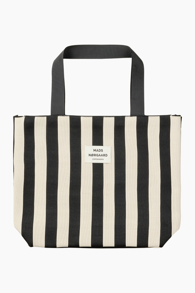 Knit Stripe Tote Bag - Black - Mads Nørgaard