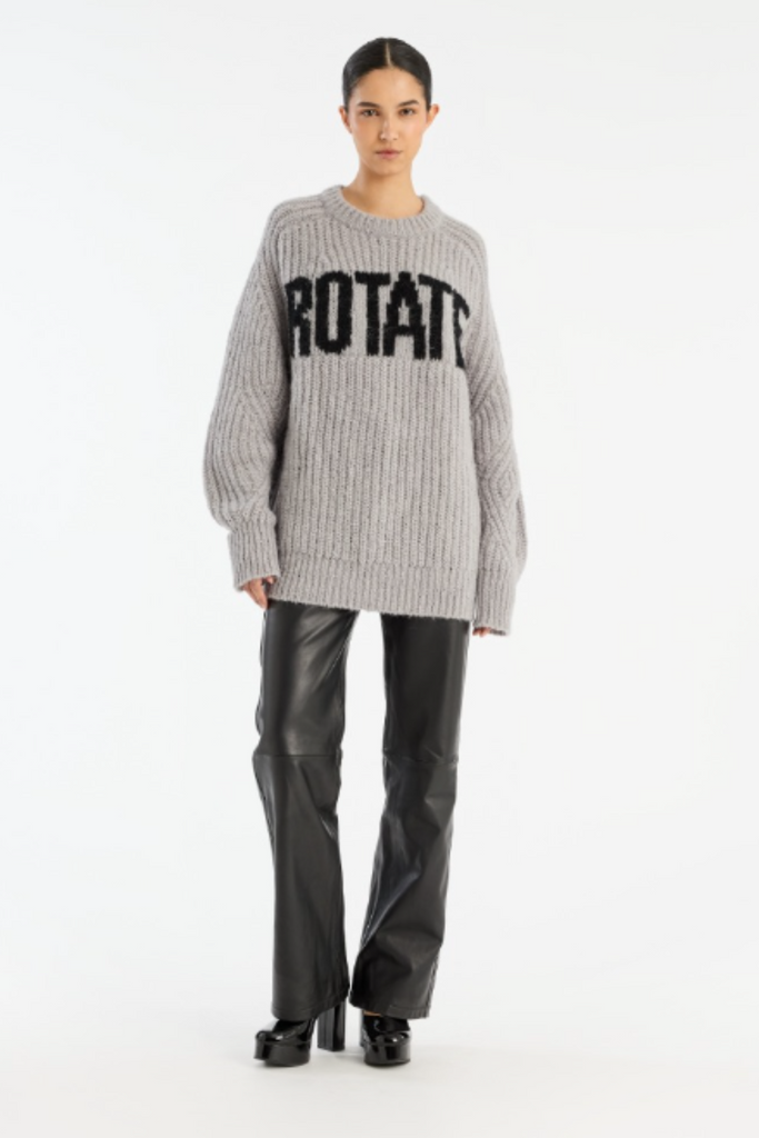 Knitted Logo Sweater - Alloy (Light Gray) - Rotate