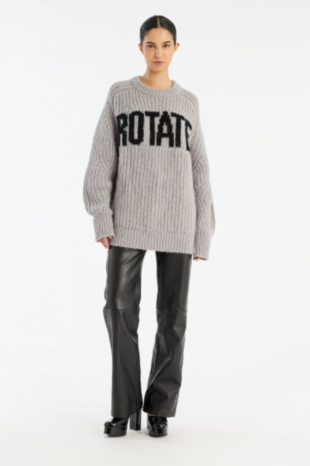 Knitted Logo Sweater - Alloy (Light Gray) - Rotate