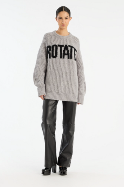 Knitted Logo Sweater - Alloy (Light Gray) - Rotate