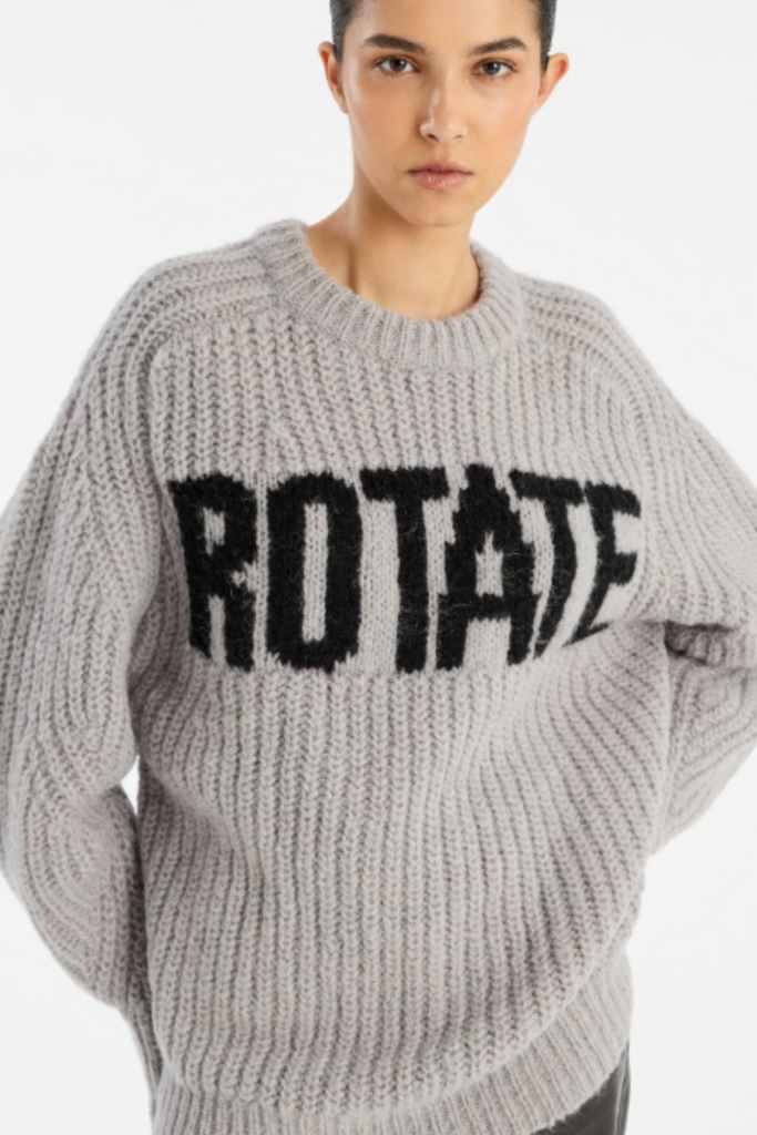 Knitted Logo Sweater - Alloy (Light Gray) - Rotate