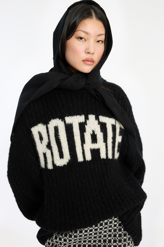 Knitted Logo Sweater - Black - ROTATE