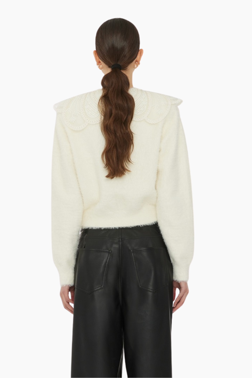 Lace Collar Knit Sweater - Blanc De Blanc - ROTATE