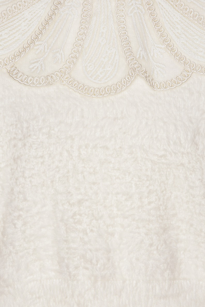 Lace Collar Knit Sweater - Blanc De Blanc - ROTATE