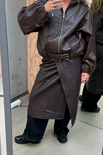 Lenny Leather Jacket - Coffee - Oval Square