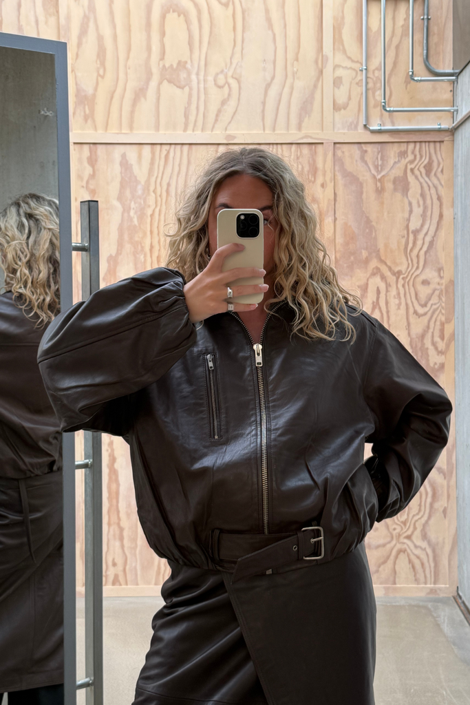 Lenny Leather Jacket - Coffee - Oval Square