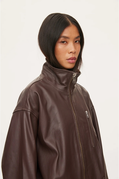 Lenny Leather Jacket - Coffee - Oval Square-2