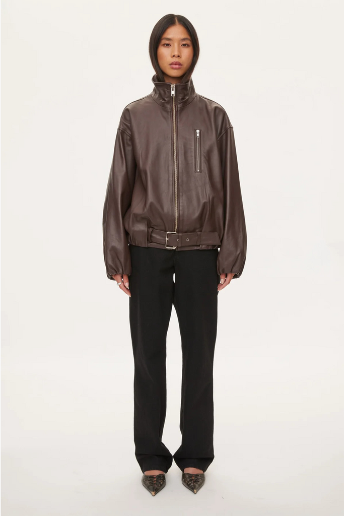 Lenny Leather Jacket - Coffee - Oval Square