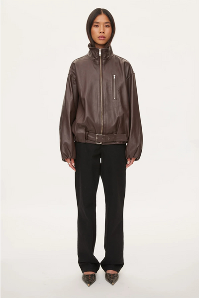 Lenny Leather Jacket - Coffee - Oval Square-6