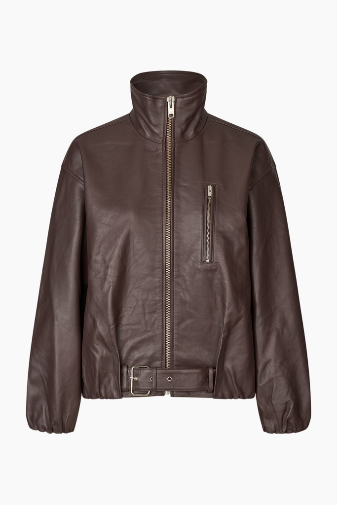 Lenny Leather Jacket - Coffee - Oval Square