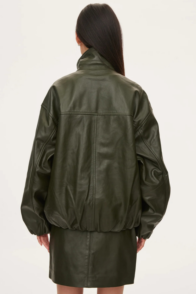 Lenny Leather Jacket - Dark Army - Oval Square