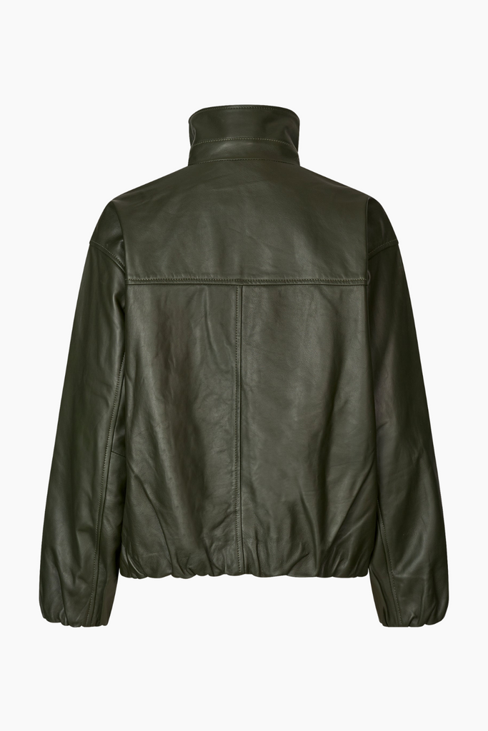 Lenny Leather Jacket - Dark Army - Oval Square
