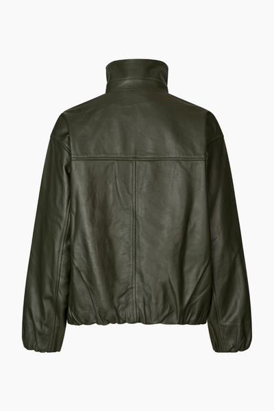 Lenny Leather Jacket - Dark Army - Oval Square-5