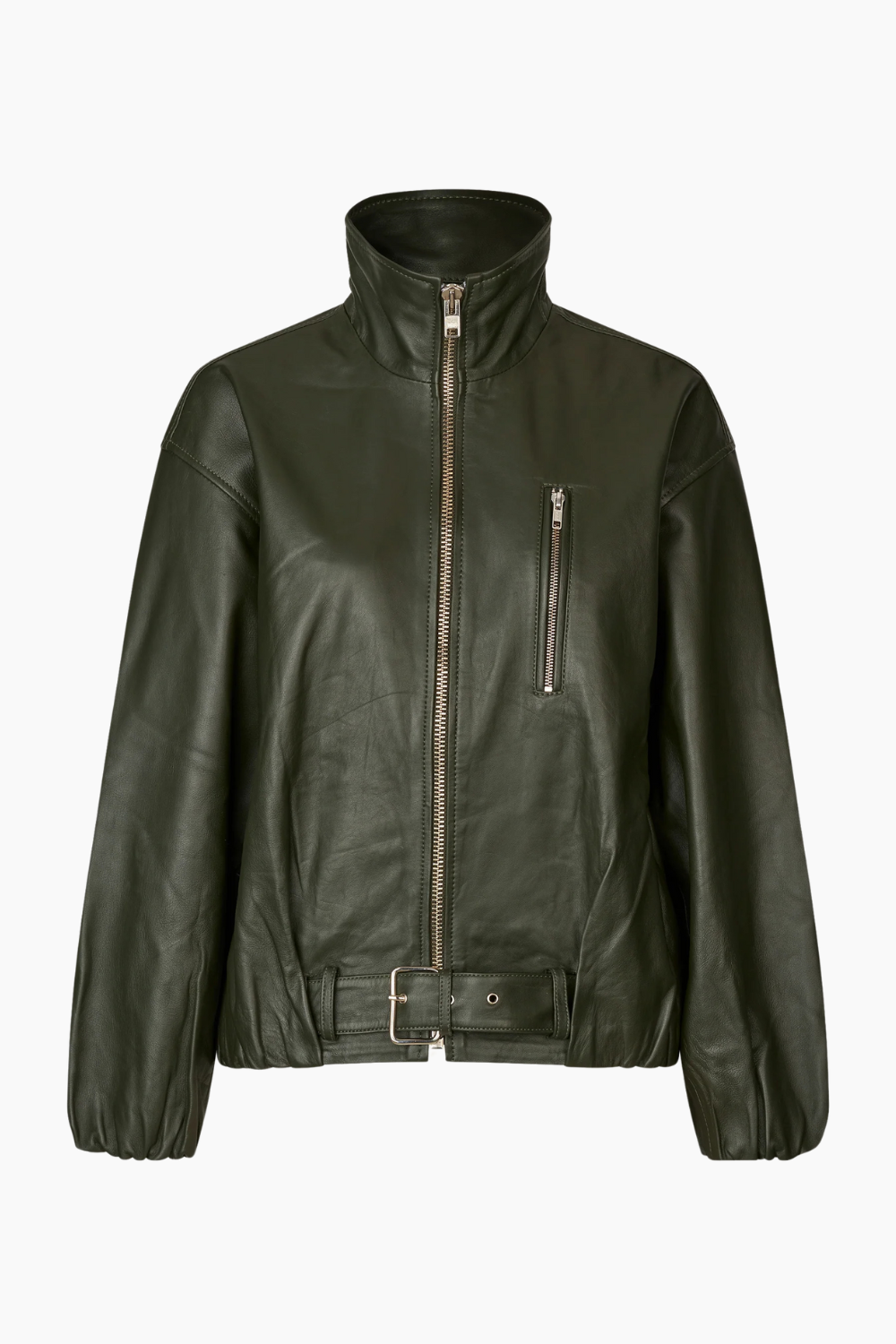 Lenny Leather Jacket - Dark Army - Oval Square