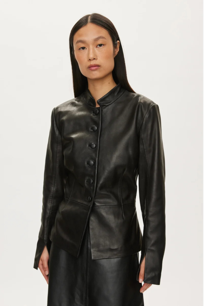 Levi Leather Blazer - Black - Oval Square