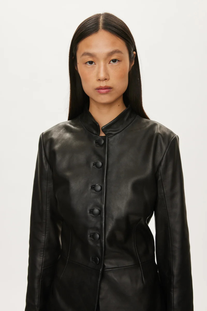 Levi Leather Blazer - Black - Oval Square