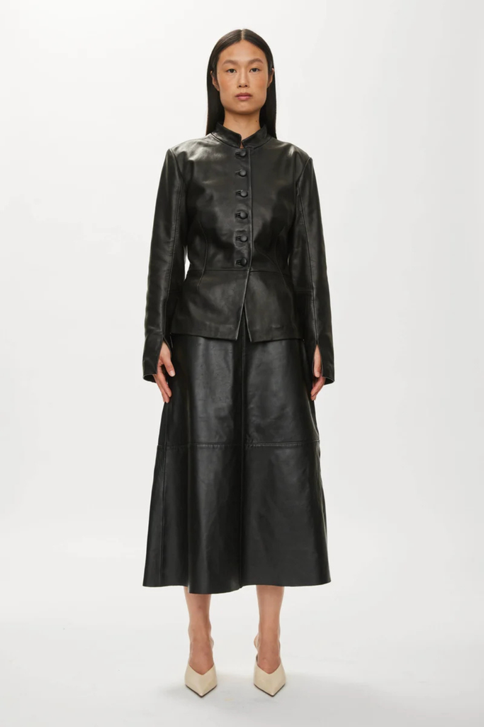Levi Leather Blazer - Black - Oval Square