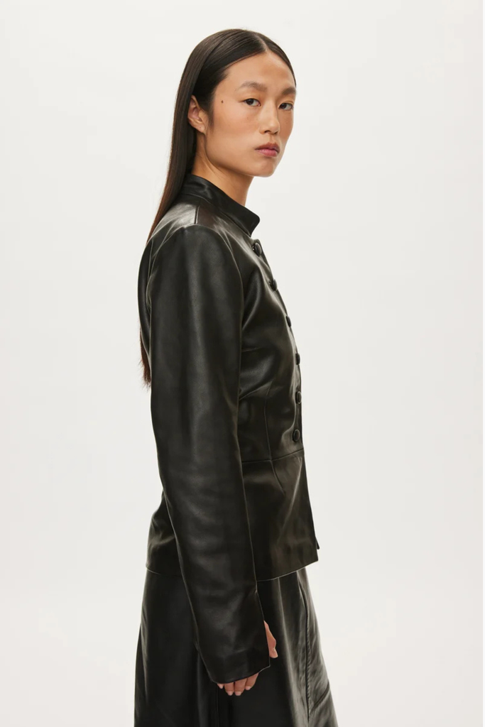 Levi Leather Blazer - Black - Oval Square
