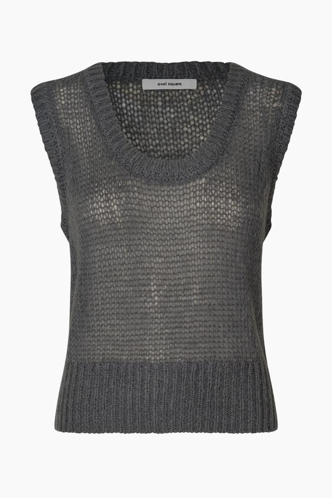 Light Knit Vest - Dark Grey Melange - Oval Square