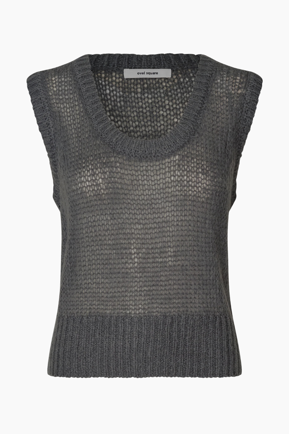 Light Knit Vest - Dark Grey Melange - Oval Square