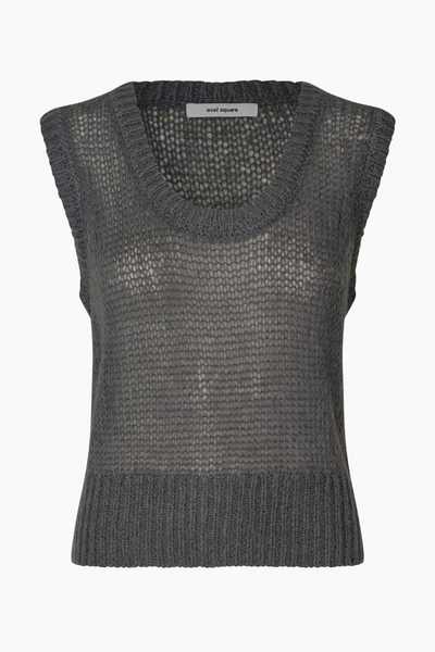 Light Knit Vest - Dark Grey Melange - Oval Square