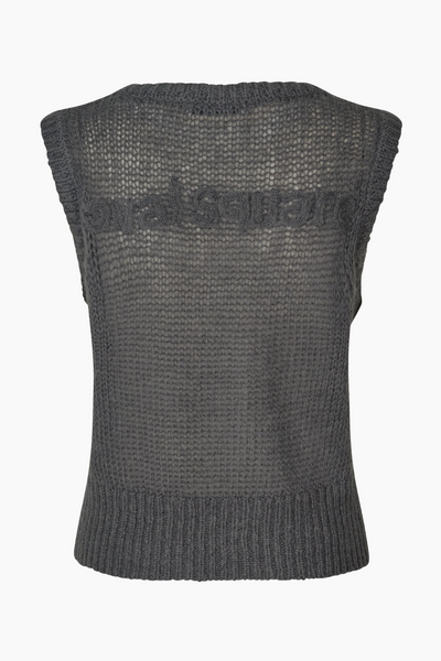 Light Knit Vest - Dark Grey Melange - Oval Square
