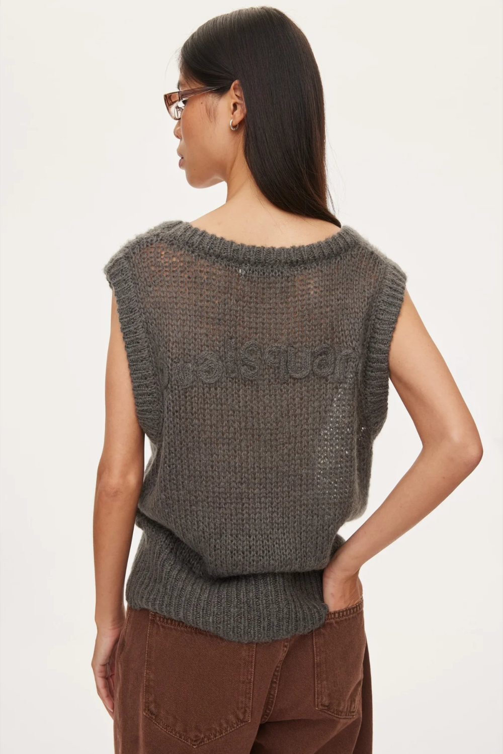 Light Knit Vest - Dark Grey Melange - Oval Square