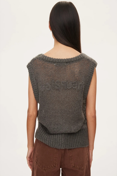 Light Knit Vest - Dark Grey Melange - Oval Square