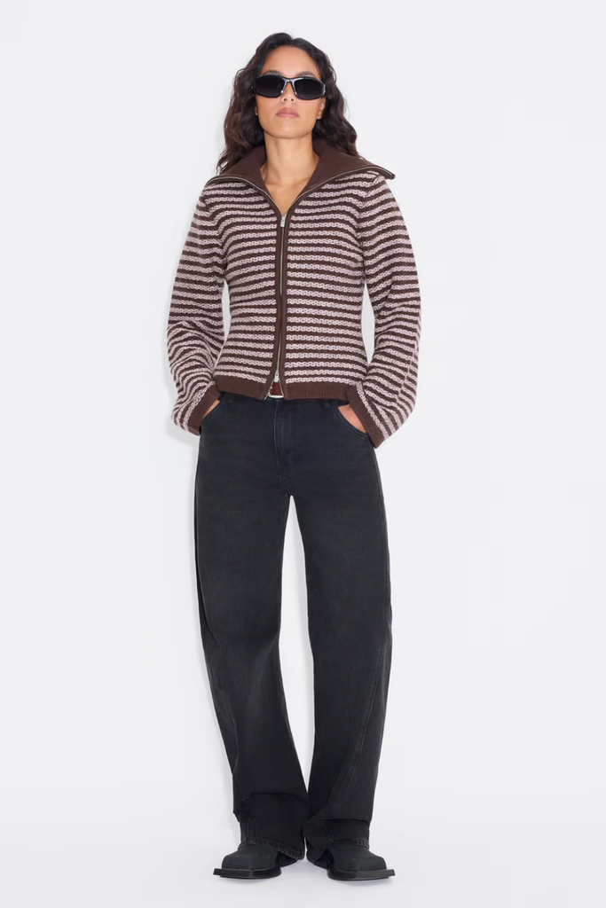 Lilla Stripe Cardigan - Brown Mix - Holzweiler