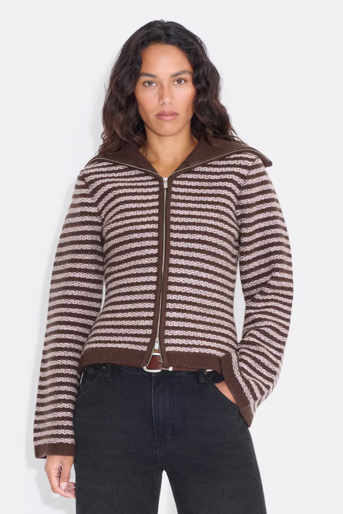 Lilla Stripe Cardigan - Brown Mix - Holzweiler