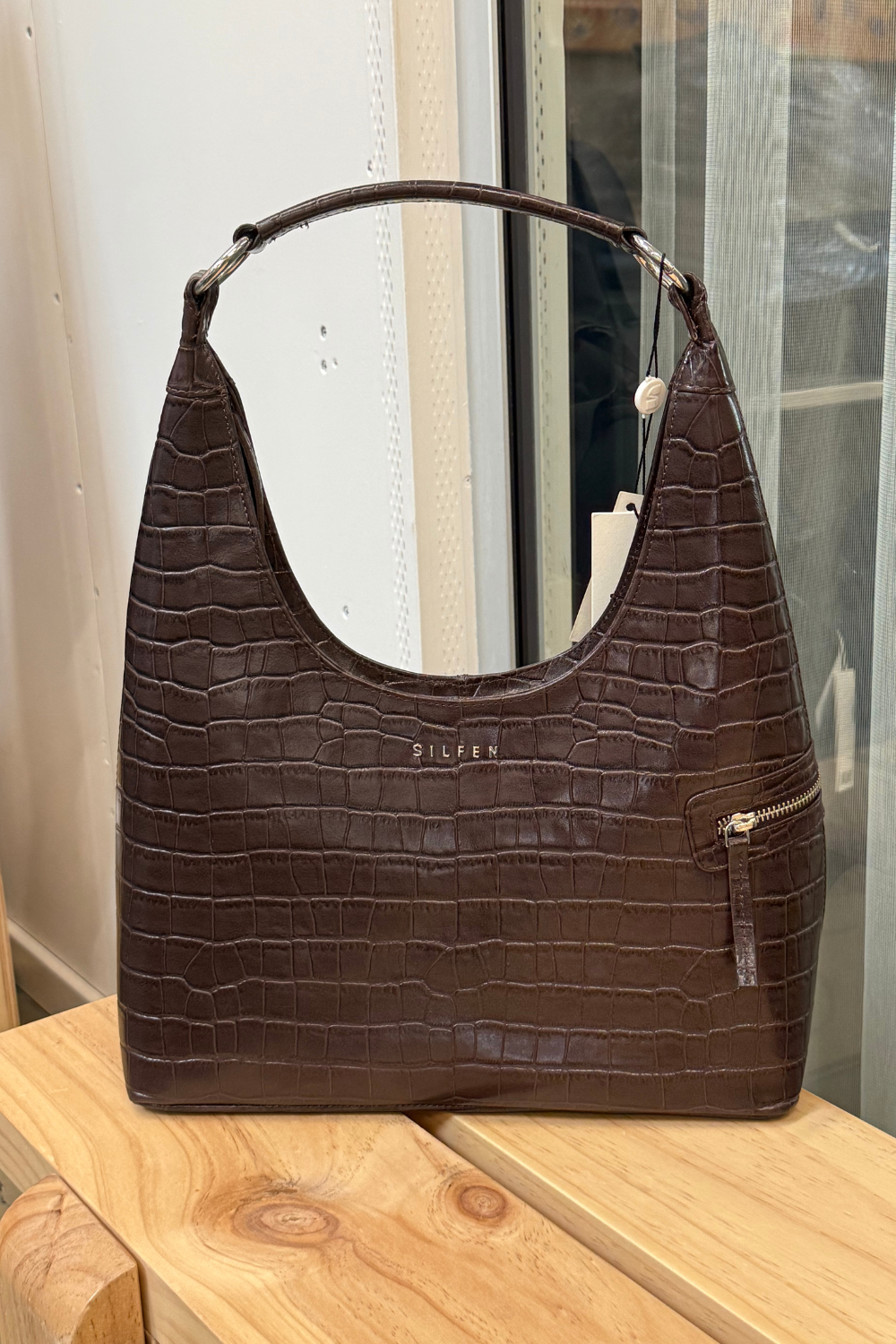 Lola Shoulder Bag - Brown Croco - Silfen Studio
