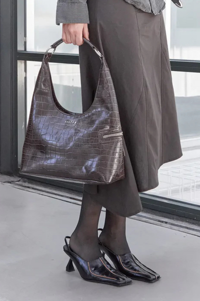 Lola Shoulder Bag - Brown Croco - Silfen Studio