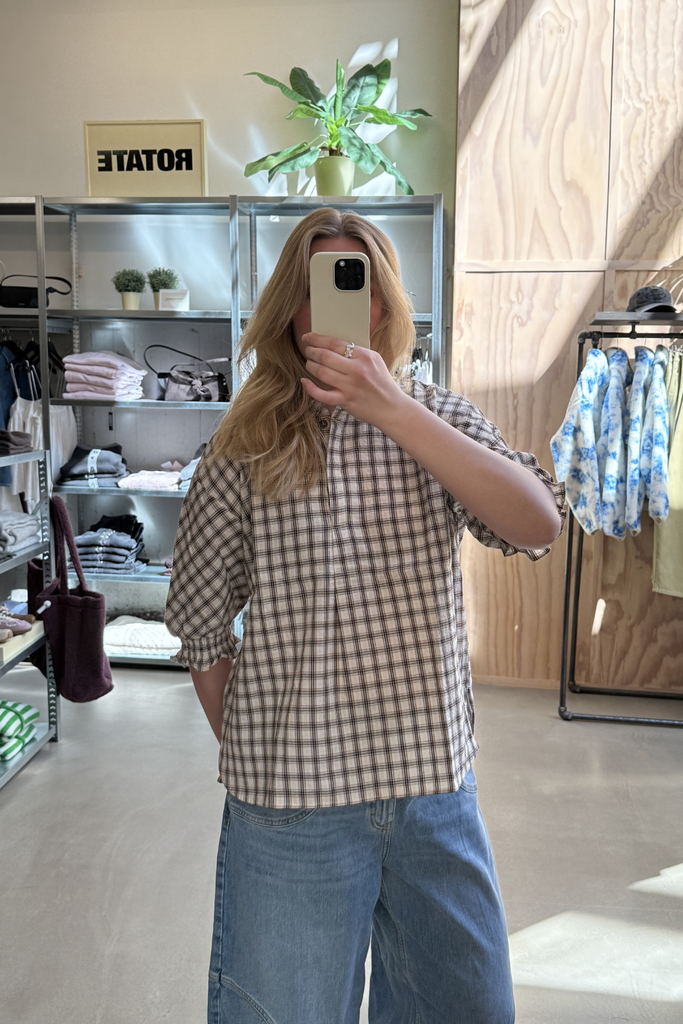 Margit Blouse - Creme Mini Check - Baum und Pferdgarten