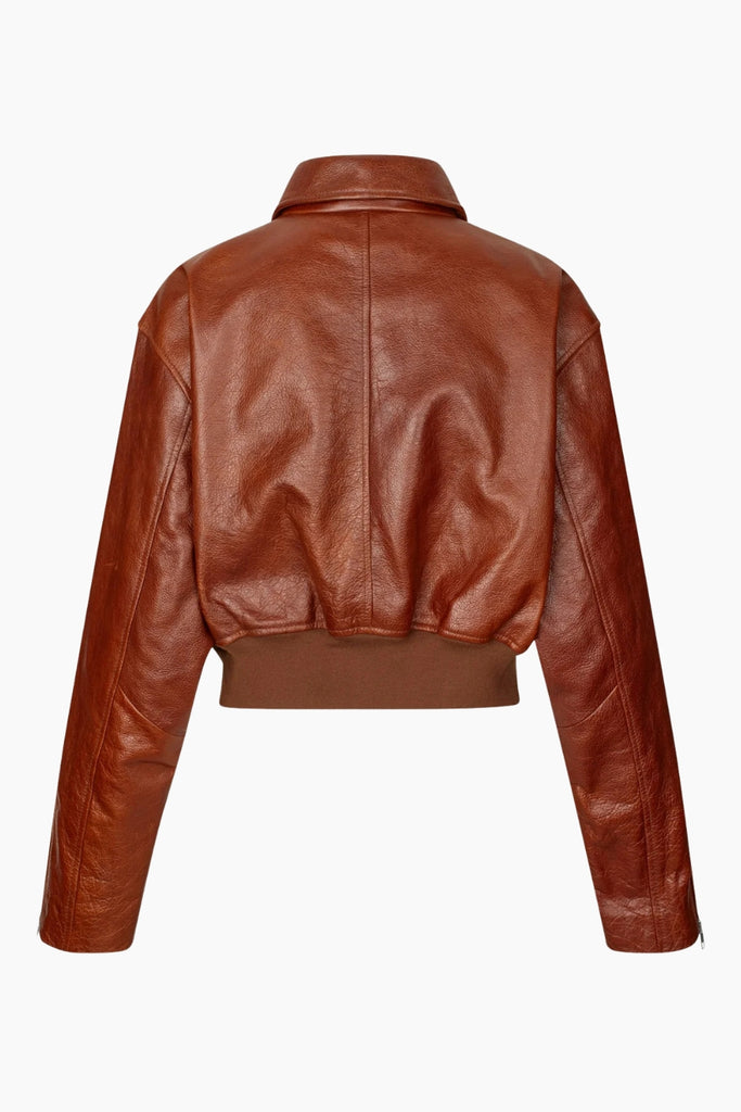 Marilyn Leather Bomber - Rust Red - Oval Square