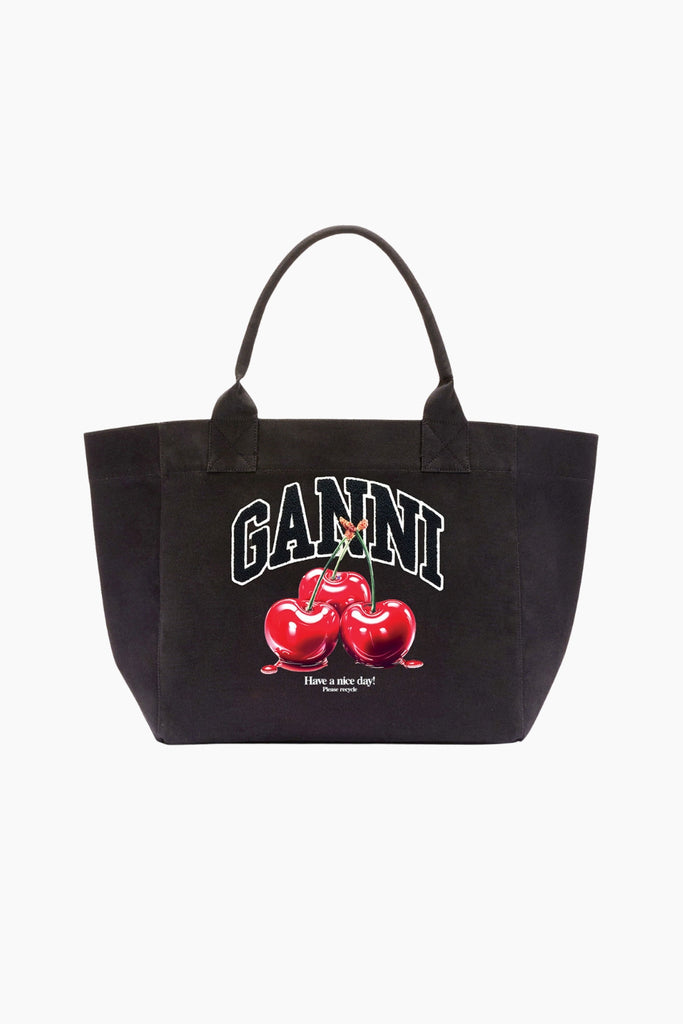 Medium Trapez Shopper Cherry Printed - Phantom - GANNI