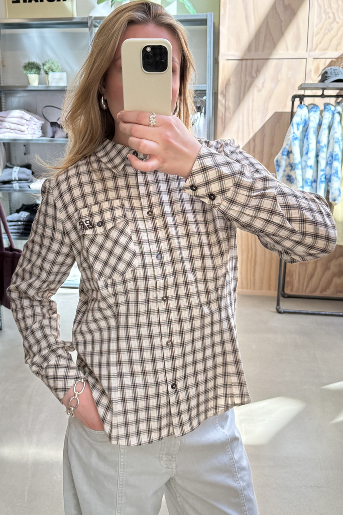 Mena Shirt - Creme Mini Check - Baum und Pferdgarten