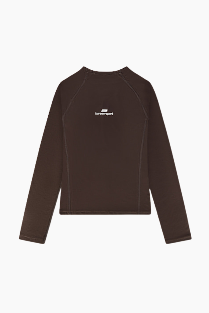 Mock Neck Stretch Longsleeve - Coffee Bean - bareen