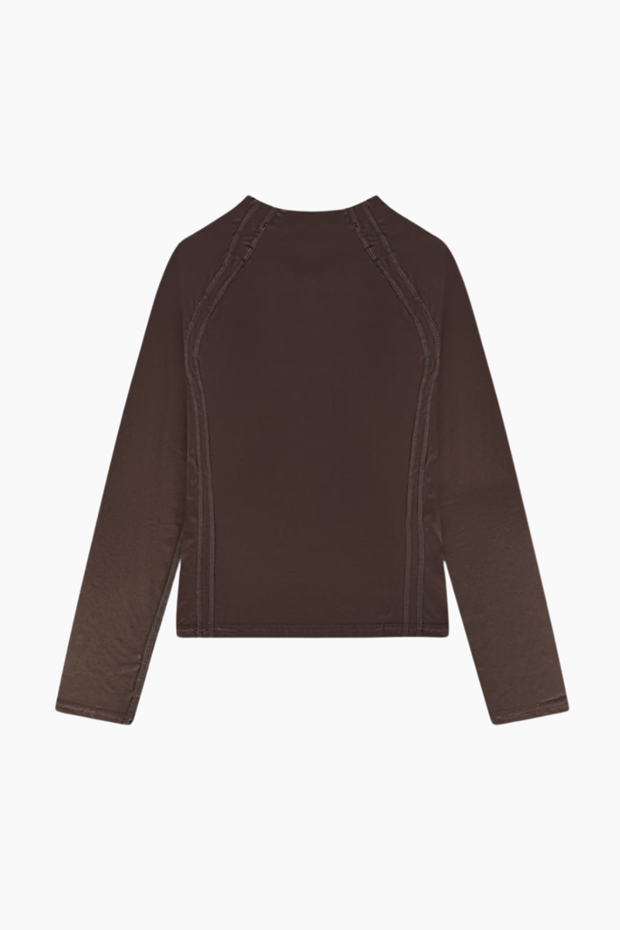Mock Neck Stretch Longsleeve - Coffee Bean - bareen