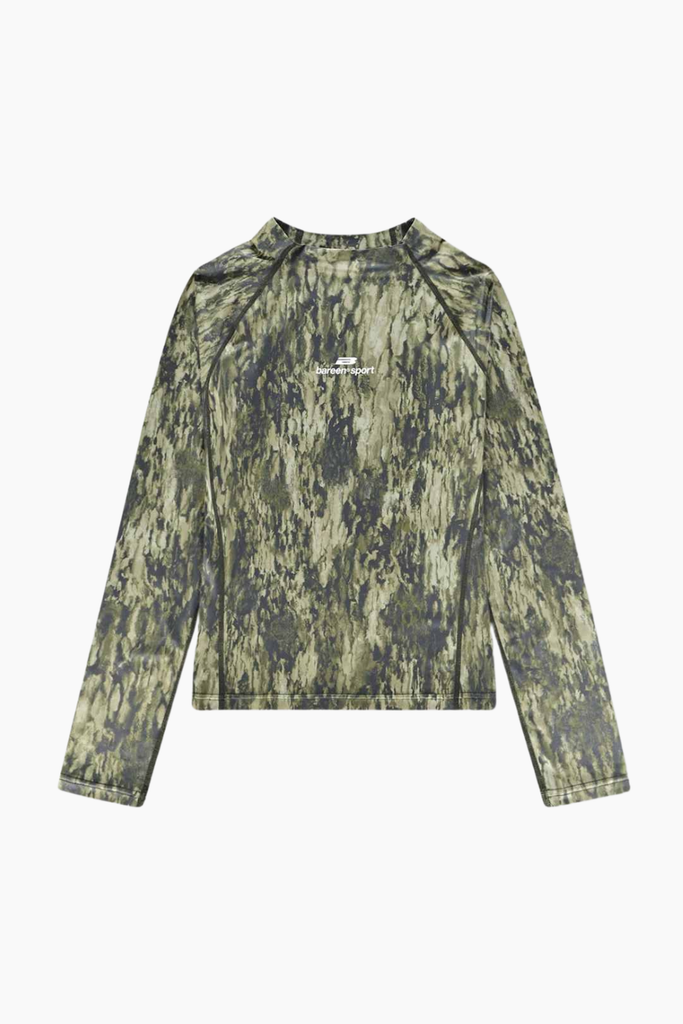 Mock Neck Stretch Longsleeve - Forest Camo - bareen
