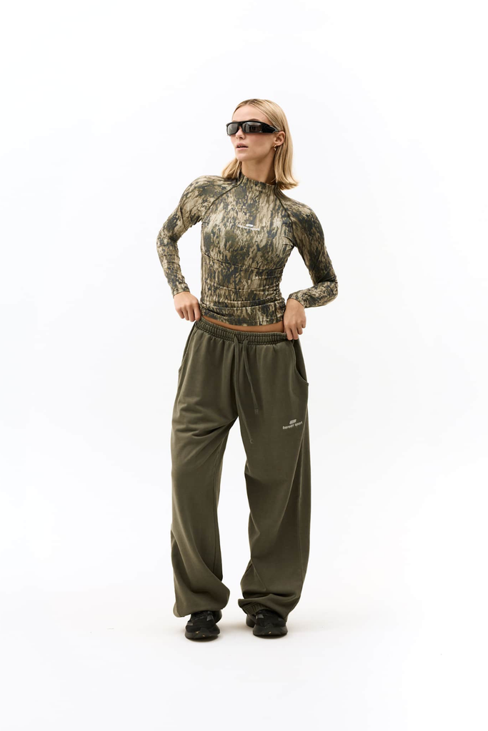 Mock Neck Stretch Longsleeve - Forest Camo - bareen