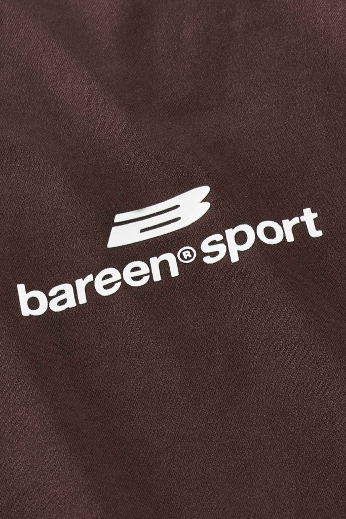 Mock Neck Stretch T-Shirt - Coffee Bean - bareen