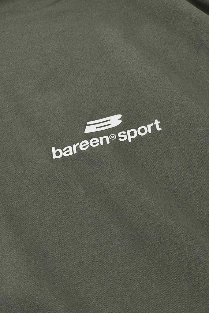 Mock Neck Stretch T-Shirt - Stone Sage Beluga - bareen