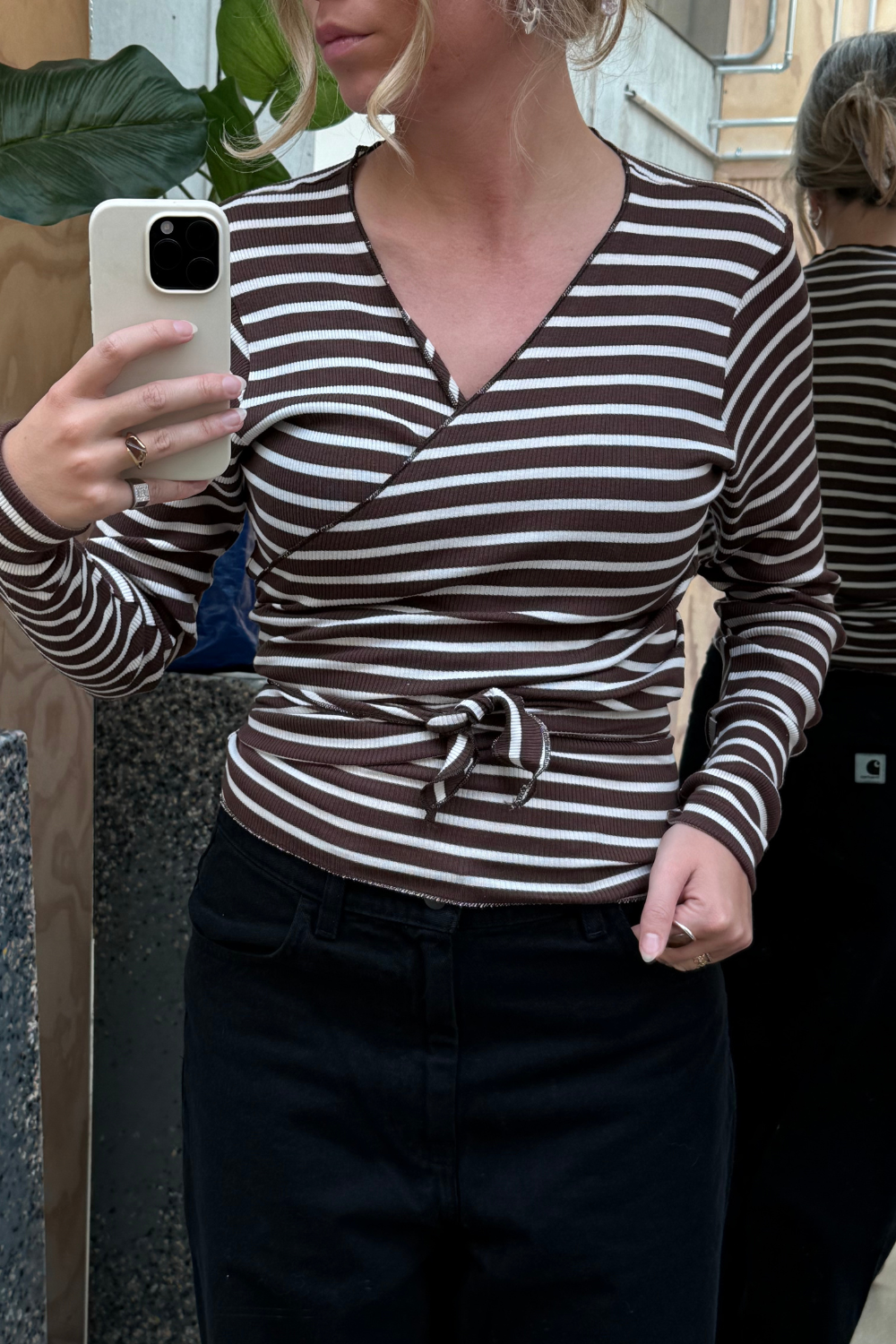 NPS Wrap Top NPS Stripe - Brown/Ecru - Nørgaard på Strøget